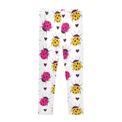 Ladybugs Hearts Girls Leggings,Workout Leggings for Girls Toddler Athletic Leggings Size for 3-10T2