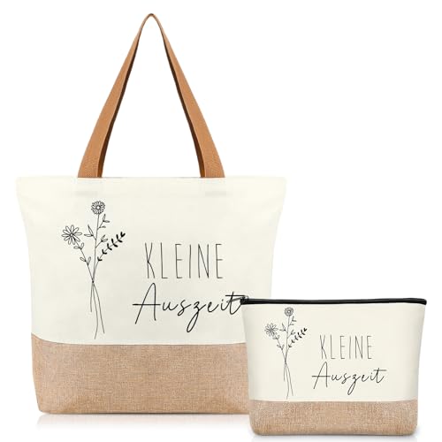 Hestya Regalo Kleine Auszeit Cesta de Bienestar para Mujer Neceser Bolsa de Algodón y Yute Regalo Relajante para Mujer Novia Cumpleaños Salud Navidad