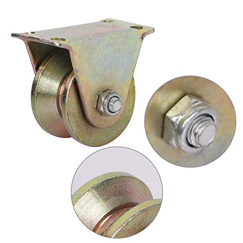 Keileoho 6 Pcs 2 Inch V Groove Wheel,Electroplated Anti Corrosion 1045 Steel Heavy Duty Caster Wheels Sliding Gate Rollers Pressure Bearing Pully Long-Lasting Convenient V-Shaped Bracket Roller #TOP3