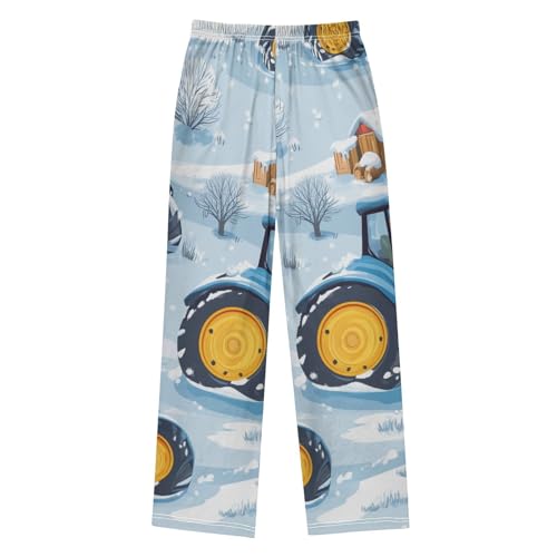 ZZXXB Winter Tractor Snow Boys Long Pants Soft Trousers Elastic Waist Kids Lounge Bottoms with Pockets S-XL2