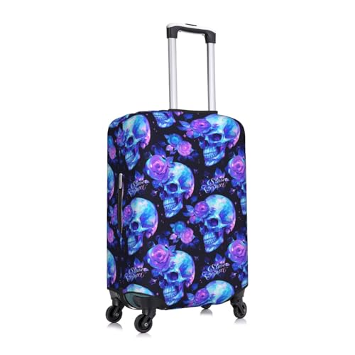 Cool Crystal Skull Flower Luggage Cover Protector Anti-Scratch Washable Fits 18-32 Inch Luggage-Small3