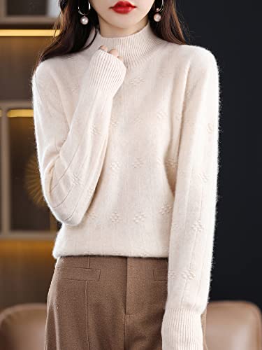 Women's High-Neck Solid Color Knit Sweater, Loose Languid Style Cardigan, Versatile, Thick Pullover Camel #TOP1
