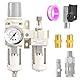 TAILONZ PNEUMATIC 1/2 Zoll BSP Luftfilter Druckregler Wasser/Ölabscheider Combo(0-1MPA),Air Tool Compressor Filter mit Manometer AC4010-04(Manuelle Entleerung)