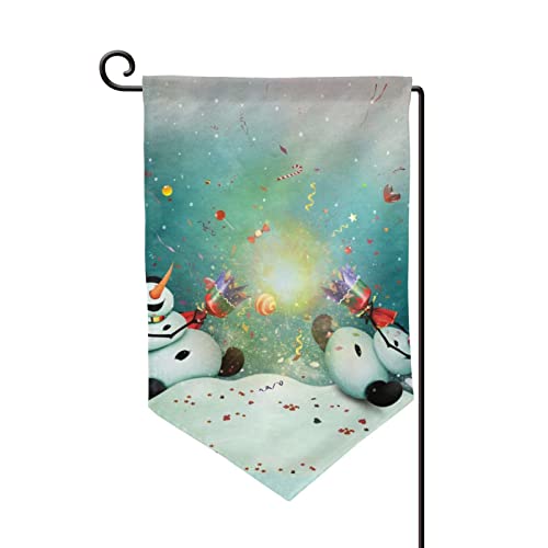 Drapeau de jardin bonhomme de neige finitions soignées 12,5x18cm