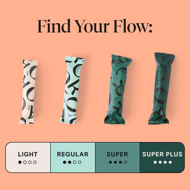 Miniatura 5 de Cora - Tampones de algodón orgánico con aplicador compacto paquete variado, ligeronormalsúper