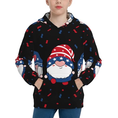 Three Gnome Independence Day Kids Pullover Hoodies Boys Sweatshirts Girls Athletic Clothes with Pocket