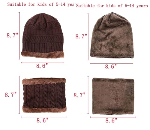 Image of Woolen Winter Cap with Neck Scarf for Boys and Girls /Kids Winter Cap (Age 5-14 Years)