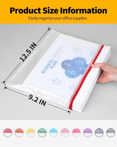 Image of SUNEE Mesh Zipper Pouch 9.2x12.5 in (10 Colors, 60 Packs), Mesh Bags with Zipper for School Office Supplies, Puzzles & Games, Travel Accessories