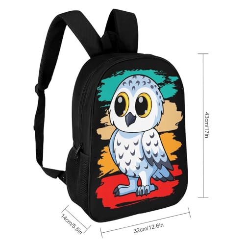 OBLUE Cute Snowy Owl Backpack 17 Inch Shoulders Daypack Simple Leisure Travel Bag2