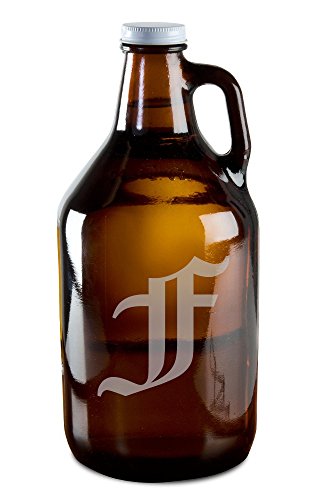 Olde English Upper Case 'F' Hand-Made Etched Glass Beer Growler 64 oz