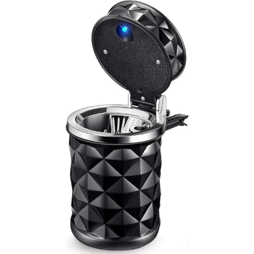 Gopikrishna Black Car Cup Holder Trash Can with Blue LED Light – Mini Portable Auto Garbage Bin for Vehicle Waste Disposal, Stylish Resin/Glass/Metal Design, Compact & Pattern, Ideal for Most Cars-picture-13