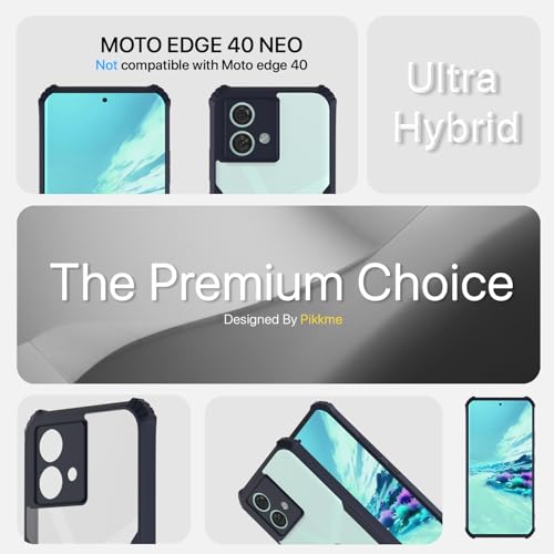 Image of Outlouders Back Cover for Motorola Moto Edge 40 Neo | Ultra Hybrid Transparent | Full Camera Protection | Raised Edge | Crystal Clear Bumper Case (Blue)