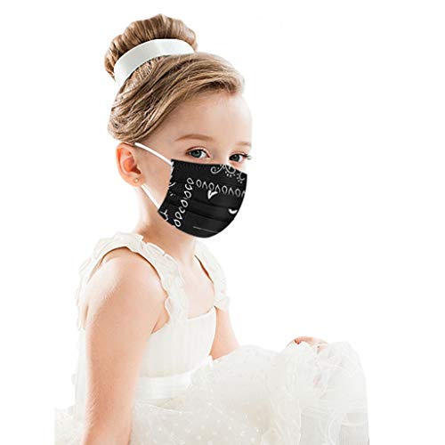 41enbaiZCPL Bumplebee 50 Pièces Masque Tissu Enfant Mignonne Non-tissé 3 Plis Protection Faciale Jetable Impression Bandeaux pour Fille Garçon