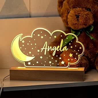Lámpara de noche para niños Moon and Stars con luz LED miniatura 1