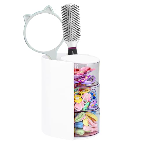Luscinia Hair Accessories Organizer With Hair Brush Holder White 3-Layer