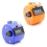 Klicker Schrittzähler Handzähler klicker Sports Handtally Zähler Manuelle Clicker Handzähler Zähler Counter 4-stellig für Sport Trainer Casino Event Schule Training mit Metall-Finger Ring 2 Stücke
