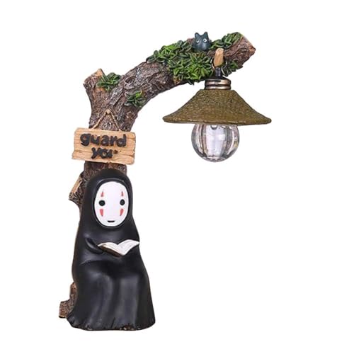 Nzkeuf Creative Résine Veilleuse de Lecture D'homme Sans Visage, Ghibli Ornements Décoration de La Maison Cadeau, Lampe Deco pour Enfants, Figurines Le Voyage de...