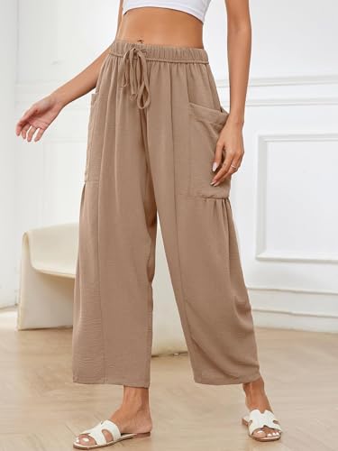 Wide Leg Pants Woman Summer Loose Fit Palazzo Harem Trousers with Pockets2