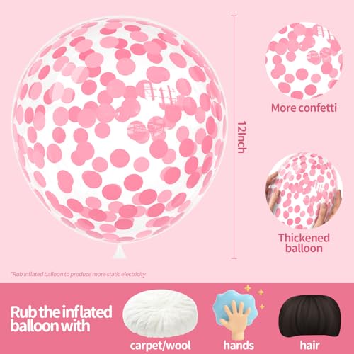 Image of Pink Confetti Balloons, 25 Pcs Thickened 12 Inch Clear Latex Balloon with Confetti Inside for Graduation Decorations Engagement Bridal Shower Party Baby Shower Birthday Party Decorations Supplies