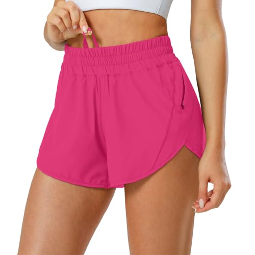 Image of Aurefin Athletic Shorts for Women,Women's Quick Dry Workout Sports Active Running Track Shorts with Elastic and Zip Pockets