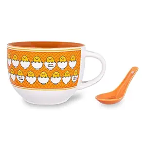 Sanrio Gudetama x Nissin Top Ramen 24-Ounce Ceramic Soup Mug With Spoon | Bowl For Ice Cream, Cereal, Oatmeal | Large Coffee Cup For Espresso, Caffeine, Beverage | Cute Home & Kitchen Decor Essentials