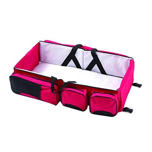Adoraland 3 in 1 - Wickeltasche Multifunktional Baby Tasche Faltbar Baby Stubenwagen Bettchen Mummy Travel Tasche Rot