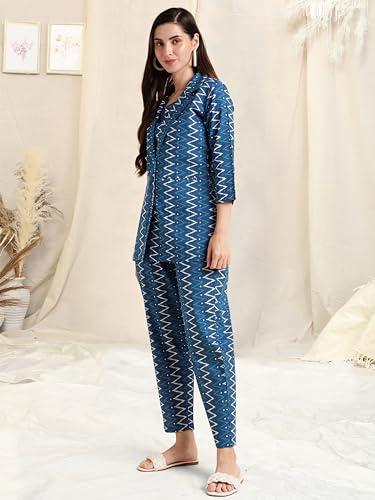 Image of MIRCHI FASHION Pure Cotton Kurta with Shrug Set | 3 Piece Cordset with Jacket & Pant | Ethnic Work Wear & Travel Wear Co-ord Set