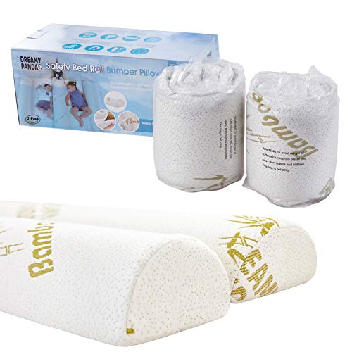 [2-Pack] DreamyPanda Toddler Bed Rail Bumper/Foam Guard for Bed - Large - Side Rail with Bamboo Cover - Pillow Pad for Toddlers, Kids [White Bamboo]