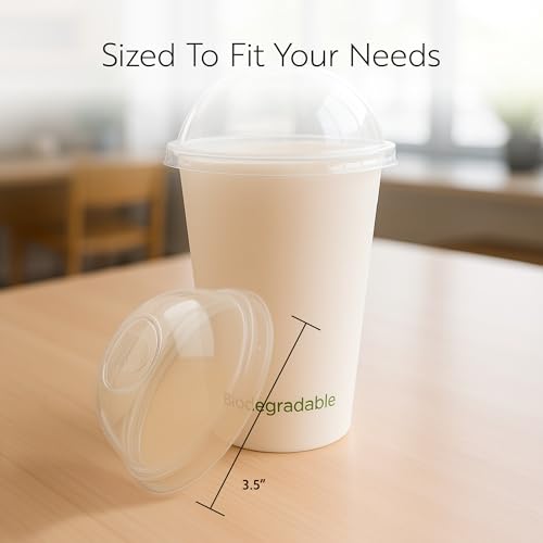 Restaurantware LIDS ONLY: Sustain 3.5 Inch Cold Cup Lids 50 Disposable Dome Lids For Cups - Cups Sold Separately Fits 9 12 16 20 And 22 Ounce Cups Clear PLA Plastic Lids Built-in Straw Hole by Restaurantware - Image 2
