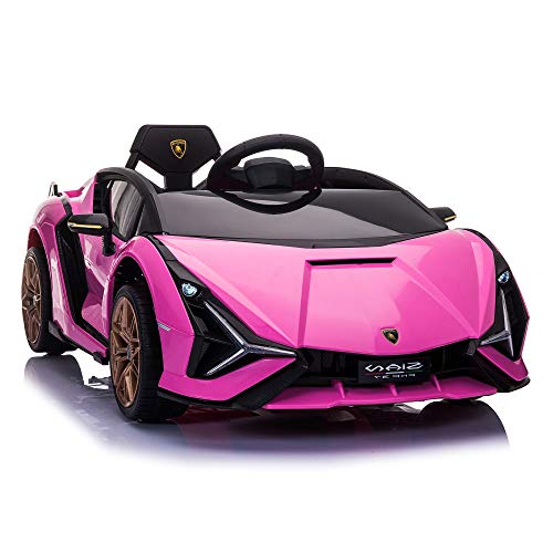 TOBBI 12V Lamborghini Sian Licensed Kids Electric Ride on Car with Remote Control, Battery Powered Motorized Vehicles, Pink Car for Girls