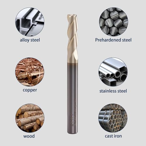 Image of 3-Flute Carbide End Mill with ZRN Coating, Milling Cutter HRC 55 -for Machining Aluminum &Copper Alloy