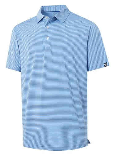 Image of Men' s Golf Shirts Short Sleeve Performance Moisture Wicking Dry Fit Striped Golf Polo Shirts for Men