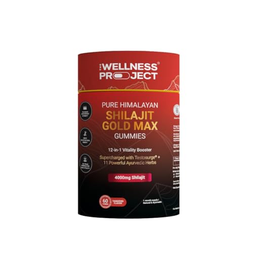 The Wellness Project 12-in-1 Shilajit Gold Max Gummies| 4000mg Himalayan Shilajit, Saffron, Tongkat Ali, Ashwagandha, Maca Root, Gokshura| Fulvic Acid & Trace Minerals| No Added Sugar| 60 Gummies