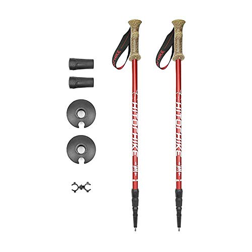 Bâtons de randonnée carbone 3K légers 4 modes de marche trek et voyages rouge