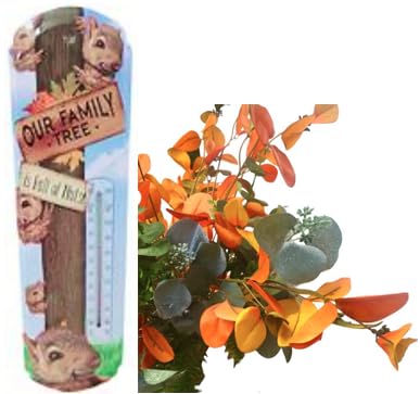 Miniatura 4 de Termómetro colgante de metal, calibre 22, litografía de metal, mide 5 x 17 pulgadas, en interiores o exteriores, elige Syle (nuestro árbol