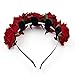 JZK® Rojo Corona Flores Diadema Tiara Guirnalda Flores Pelo Cabeza Hairband Guirnalda...