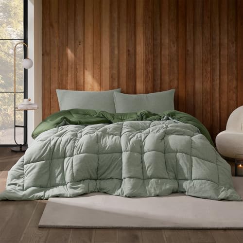 Byourbed Sweater Weather Yoga - Coma Inducer® Oversized King Comforter - Moss Gray Stripe