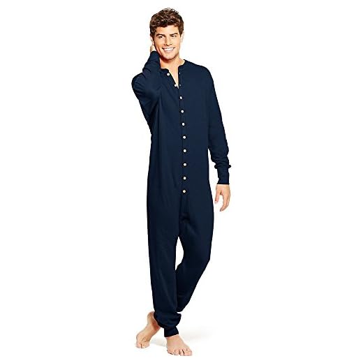 Champion Duofold Men's Full Button Front Base Layer Union Suit_Navy_M
