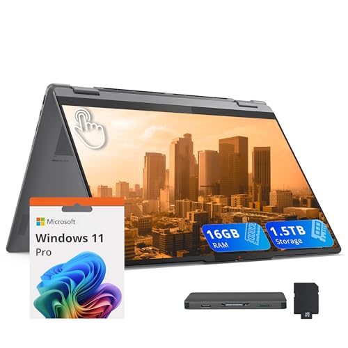 Lenovo Yoga 7i 2-in-1 16" WUXGA Touch Laptop, Intel Ultra 5 226V, 16GB LPDDR5X, 1.5TB Storage(512GB SSD+1TB Docking Station), Intel Arc 130V, Backlit Keyboard, Fingerprint, Wi-Fi 7, Win 11 Pro, Gray