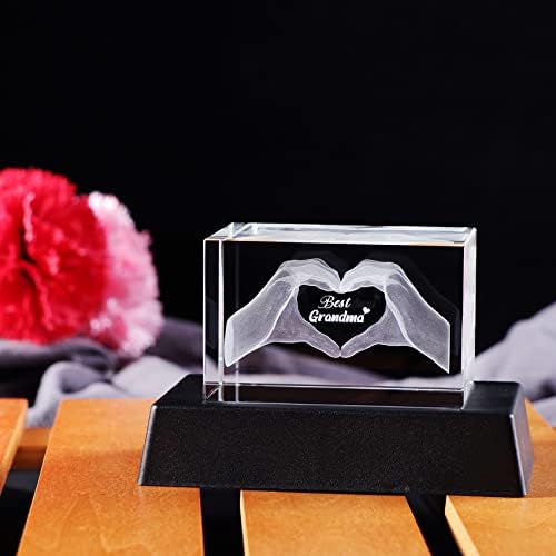 Crystal Gifts for Grandma from Grandchildren, Engraved with Best Grandma LED Light Keepsake Presents for Nan from Granddaughter or Grandson on Birthday Mother's Day
