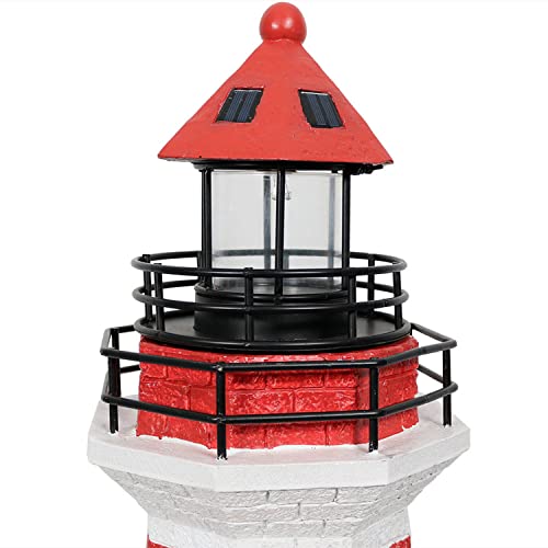 Sunnydaze Solar Led Garden Lighthouse, Outdoor Yard Decoration, 36 Inch Tall, Red Stripe #TOP5