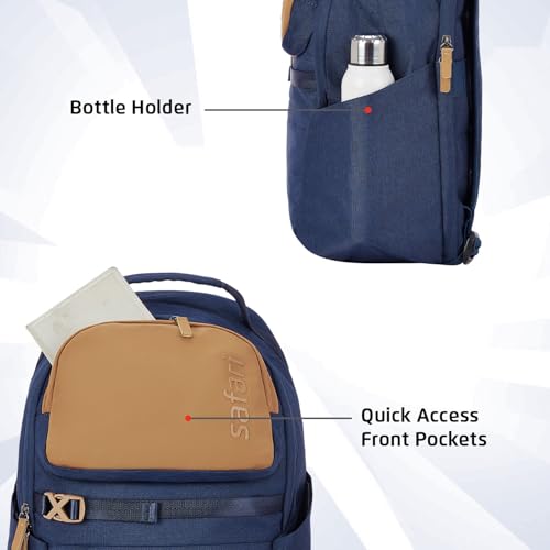 Image of Safari Dart 2 24L College backpack, 2 compartments, 17 inch laptop compatible, Smart trolley sleeve, Front pocket, college backpack bags for women and men, travel bag, Ideal for Students, Color - Blue