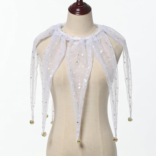 Christmas Collar for Decor Mesh Pointed Clown Collar Jester Neck Accessories with Jingle Bell Costumes3