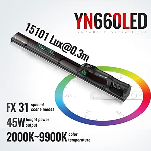 Image of YONGNUO YN660LED Video Light RGB Handheld Light Wand Stick 45W 2000-9900K Adjustable Photography Light