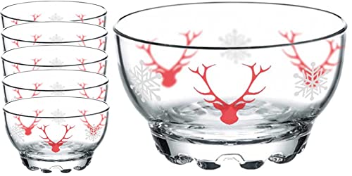 Glass Bowls Set For Kitchen, Glass Bowls For Dessert, Snack, Fruit Or Nuts, 9.5 Ounce Capacity, Set Of 6, Lead-Free Clear Glass, Bowls For Appetizers, Condiments And Cocktails (Christmas) #TOP8