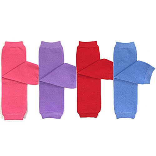 ALLYDREW 4 Pack Baby Leg Warmer Set & Toddler Leg Warmer Set for Boys & Girls (Solid Hot Pink, Purple, Blue, Red)