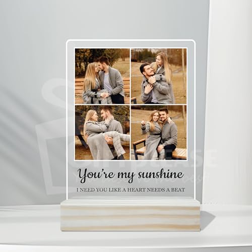 Image of Giftplease Customized Photo And Text Frame With Wooden Stand | Personalised Printed Photo Frame | Gift | Birthday | Anniversary (Transparent, 5MM, 6 * 8 Inches), Tabletop