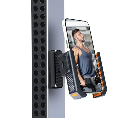 Joyzan Magnetic Gym Phone Holder, Strong Magnets Smartphone Mount Ring Attach to Metal Surface 360°Adjustable Workout Equipment Men Women Smartphones Recording Fitness Exercise Training Hands Free