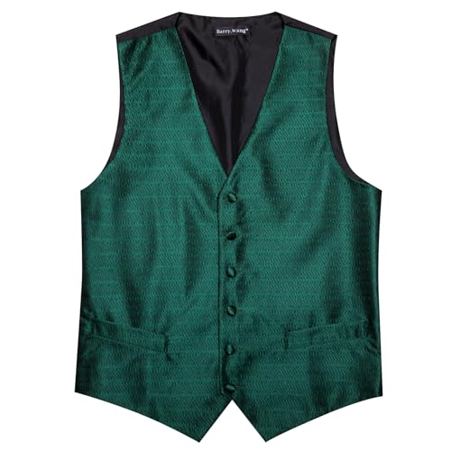 Image of Barry.Wang Men's Suit Vest Formal /Leisure Paisley Jacquard Silk Tie Pocket Square Waistcoat Set Wedding 5PCS