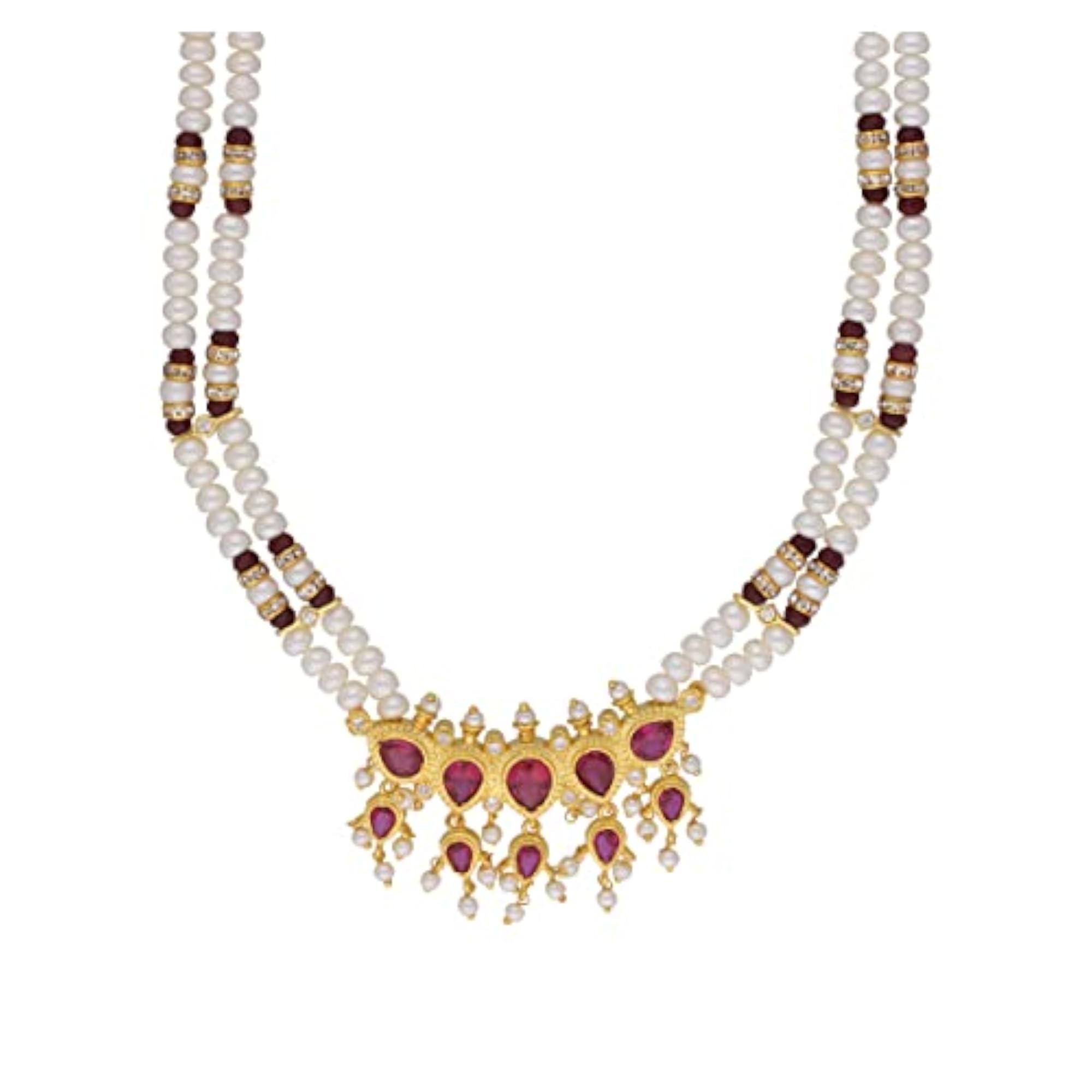 Lajita 2 Lines Oval Pearl Necklace Set, Gift for Loved Ones